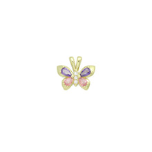 Load image into Gallery viewer, Pink Purple Crystal Gold Butterfly Charm Pendant,Sku#LK1210