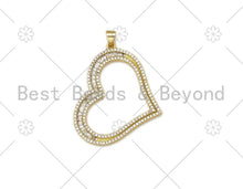 Load image into Gallery viewer, CZ Micro Pave Heart Shape Pendant/Charm,18K Gold Filled Heart Charm,Necklace Bracelet Charm Pendant,30x37mm,Sku#LK399