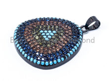 Load image into Gallery viewer, CZ Turquoise Cobalt Gold Micro Pave Trillian Pendant/Charm, sku#L49
