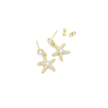 Load image into Gallery viewer, White Pearl Gold Bowknot Star Fish Stud Earring,Sku#LD747