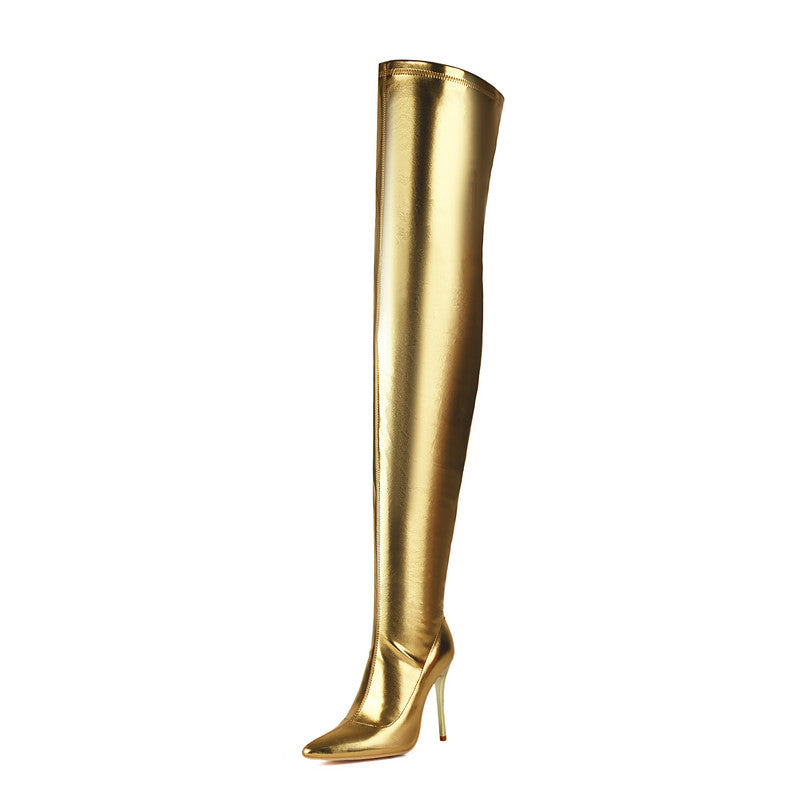 Women's Stiletto Dance Boots – Pointed Toe Ultra High Heel Side Zipper Riding Boots