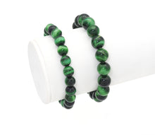 Load image into Gallery viewer, Natural Green Tiger Eye Round Smooth Stretchy Bracelet, Sku#
