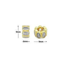 Load image into Gallery viewer, Oval CZ Gold Large Hole Spacer Bead Charm Pendant, Sku#LK1191