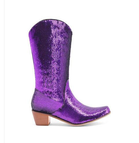 Women's Block Heel Patent Leather Knee-High Boots | Elegant Glossy Dress Boots
