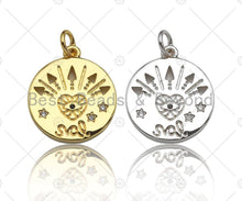 Load image into Gallery viewer, CZ Micro Pave Heart Arrows Eye Star Coin Charm,Sku#L417