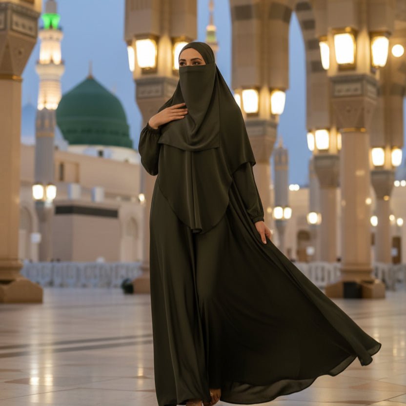 Abaya With Niqab and Khimar | Satin Niqab Khimar and Abaya (MK024)