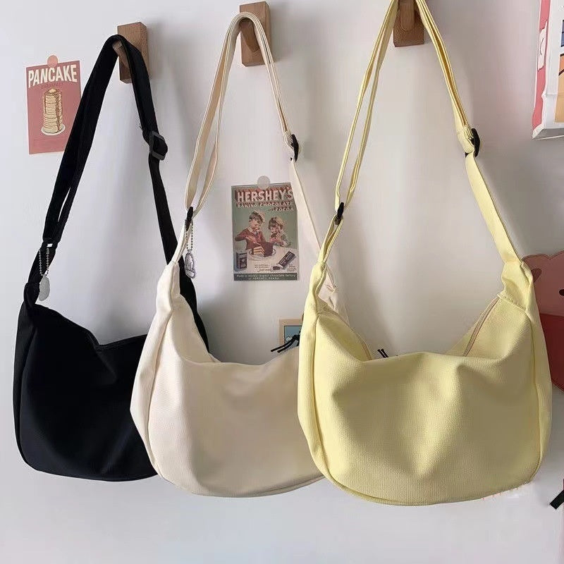 Women's Waffle Weave Shoulder & Crossbody Bag – Dumpling Shape with Puppy Charm
