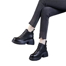 Load image into Gallery viewer, Women's Mid-Calf Chunky Heel Boots | Side Zipper | PU Leather | Black Beige Brown