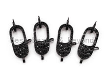 Load image into Gallery viewer, Black CZ Pave On Black Micro Pave Lobster Claw Clasp, Cubic Zirconia Clasp, 11x29mm,sku#H115