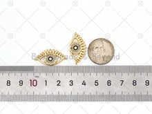 Load image into Gallery viewer, CZ Micropave Evil Eye Shape Pendant, 18K Gold Filled Evil Eye Charm,Necklace Bracelet Charm Pendant, 26x13mm, Sku#JL53