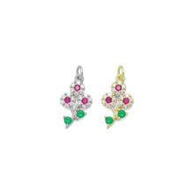 Load image into Gallery viewer, Colorful CZ Gold Silver Flower Charm Pendant, Sku#A465