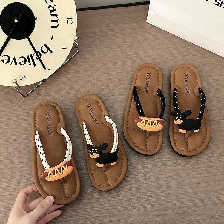 Women's Herringbone Non-Slip Beach Flip-Flops - Soft Sole Summer Slippers
