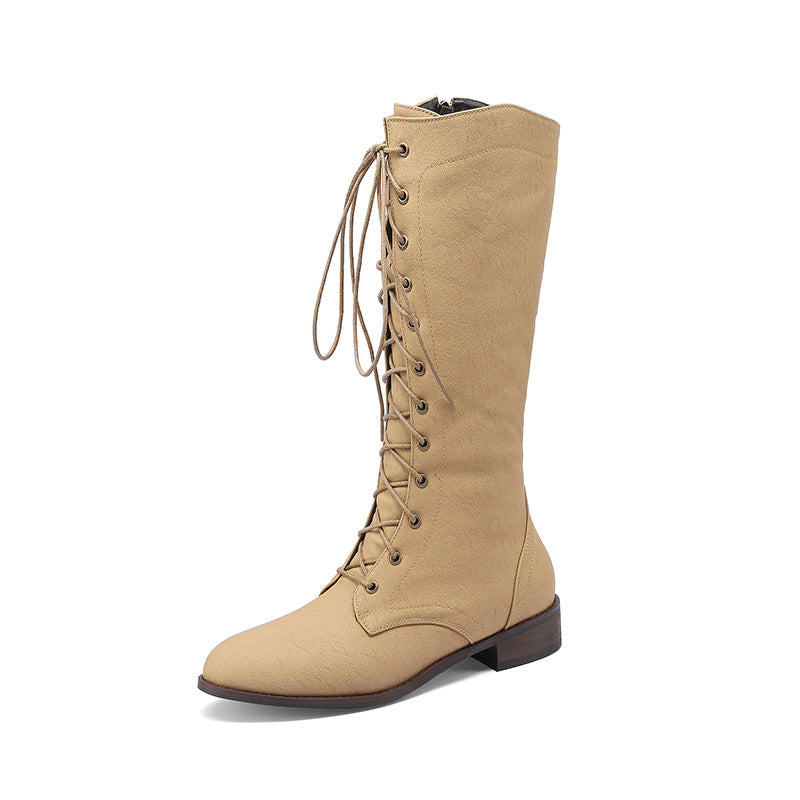 Women's Denim Mid-Calf Rider Boots | Square Heel Side Zip Fashion Boots