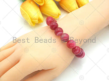Load image into Gallery viewer, Natural Hot Pink Banded Agate Stretchy Bracelet. Sku#EF13