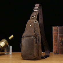 Load image into Gallery viewer, Men's Retro Genuine Leather Sling Bag – Full-Grain Cowhide Chest Crossbody Bag
