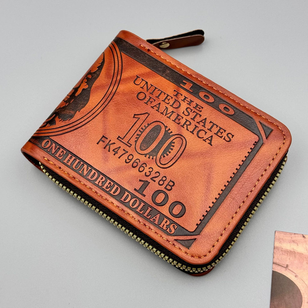 Personalized Dollar Men's Bifold Buckle Wallet – Multiple Card Slots, PU Leather, Retro Embossed Design