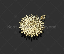 Load image into Gallery viewer, Gold Silver Sunflower Radical Flower Pendant,Cubic Zirconia Silver/Gold Charm, Necklace Bracelet Charm Pendant, 21x24mm, Sku#LK294