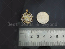 Load image into Gallery viewer, Gold Silver Sunflower Radical Flower Pendant,Cubic Zirconia Silver/Gold Charm, Necklace Bracelet Charm Pendant, 21x24mm, Sku#LK294