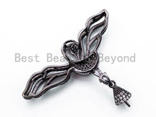 Load image into Gallery viewer, CZ Micro Pave Bird Tassel Head/ Pendant/Connector with Post, 332x45mm, SKU#F245