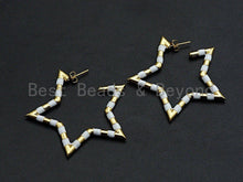 Load image into Gallery viewer, Enamel CZ Five Point Star Shape Stud Earring, Sku#J136
