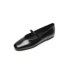 Load image into Gallery viewer, Mary Jane Flats | Cowhide Leather Buckle Shoes