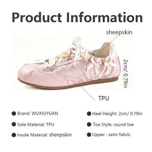 Load image into Gallery viewer, Women's Bow Detail Flat Shoes | Embroidered Fabric Round-Toe Slip-On