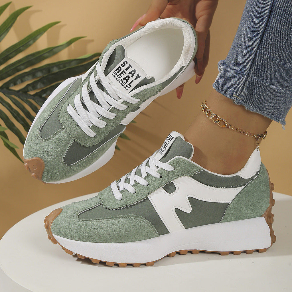 Women's Chunky Platform Sneakers - Casual Lace-Up Shoes