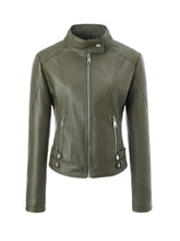 Load image into Gallery viewer, Plus-size Womens Slim-fit Stand-up Collar Jacket