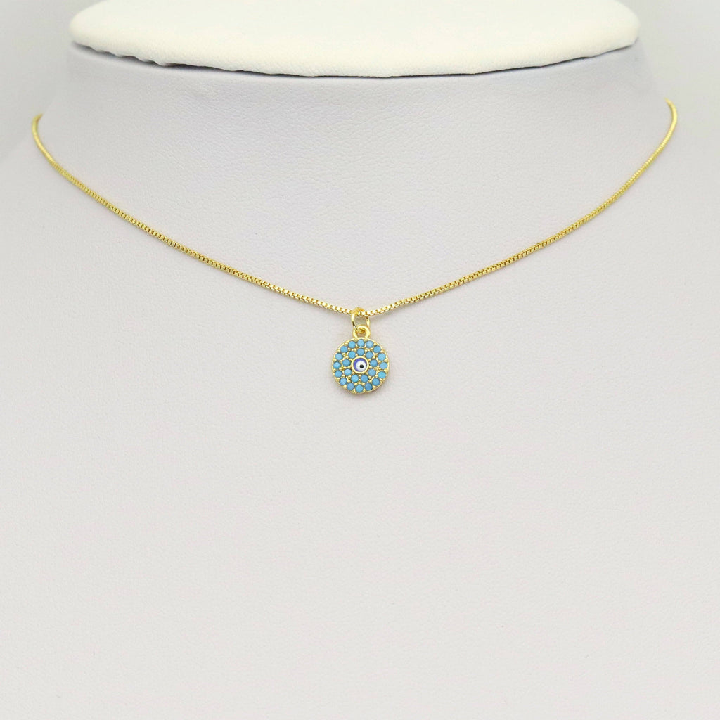 Cute Turquoise CZ Evil Eye Charm, Sku#A190