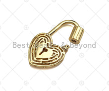 Load image into Gallery viewer, 18K Gold Key Heart Lock Clasp, Gold Heart Shape Clasp, Chain Clasp, Lock clasp, Fancy Lock pendant, 16x28mm,sku#K145