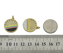 Load image into Gallery viewer, Gold Enamel Rainbow Hollow Out Round Coin Charm, Sku#F1496