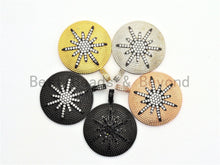 Load image into Gallery viewer, CZ Micro Pave Large 36x39mm Star on Round Disc Pendant, Star