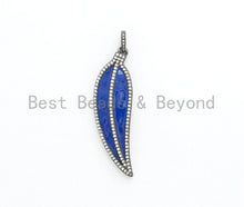 Load image into Gallery viewer, NEW Enamel Colorful Leaf Pendant,CZ Micro Pave Oil Drop Leaf pendant,Enamel pendant,Enamel Jewelry,14x48mm,sku#F619