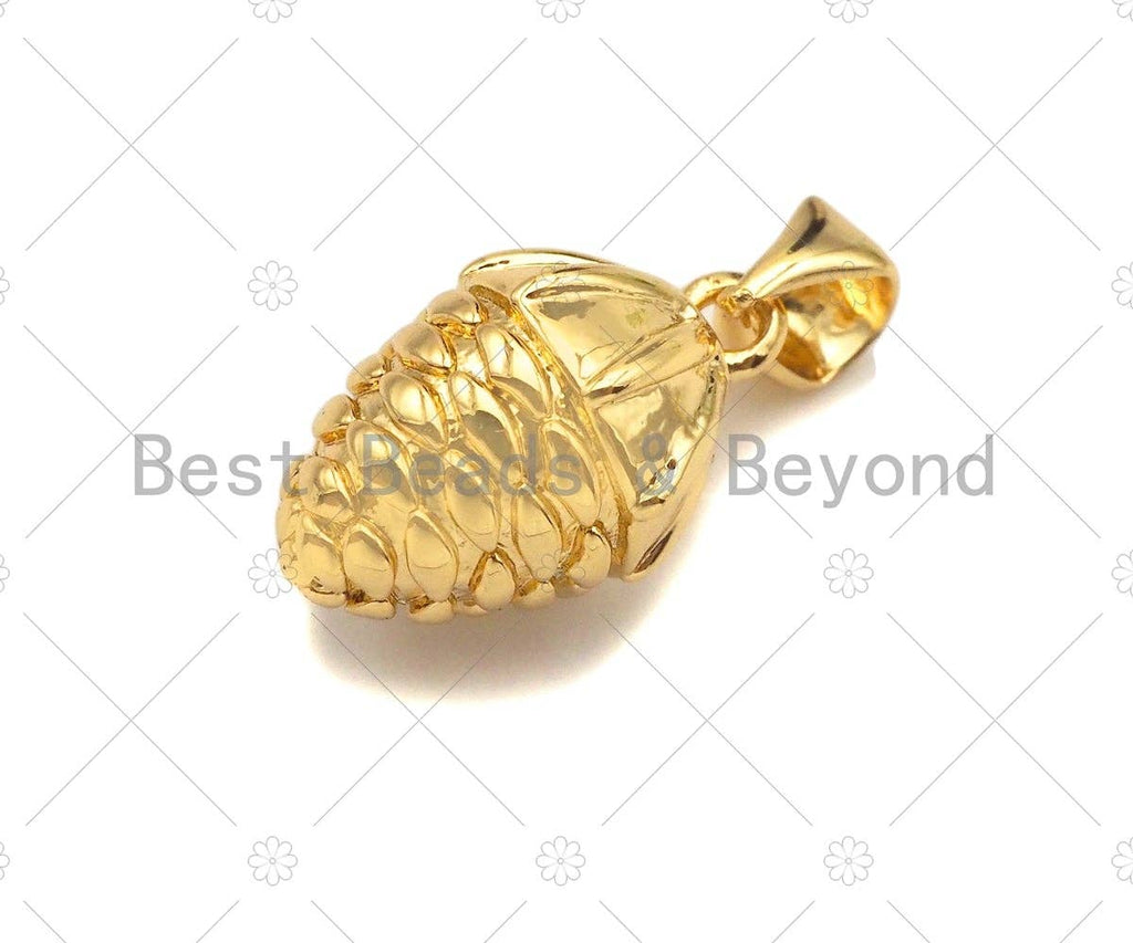18k Gold Color Pinecone Shape Pendant, Dainty Gold Acorn Pendant, Christmas Charm Pendant,14x8mm, Sku#LK207