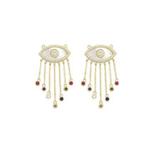 Load image into Gallery viewer, Gold Colorful CZ On Pearl Evil Eye Charm, Sku#LX274