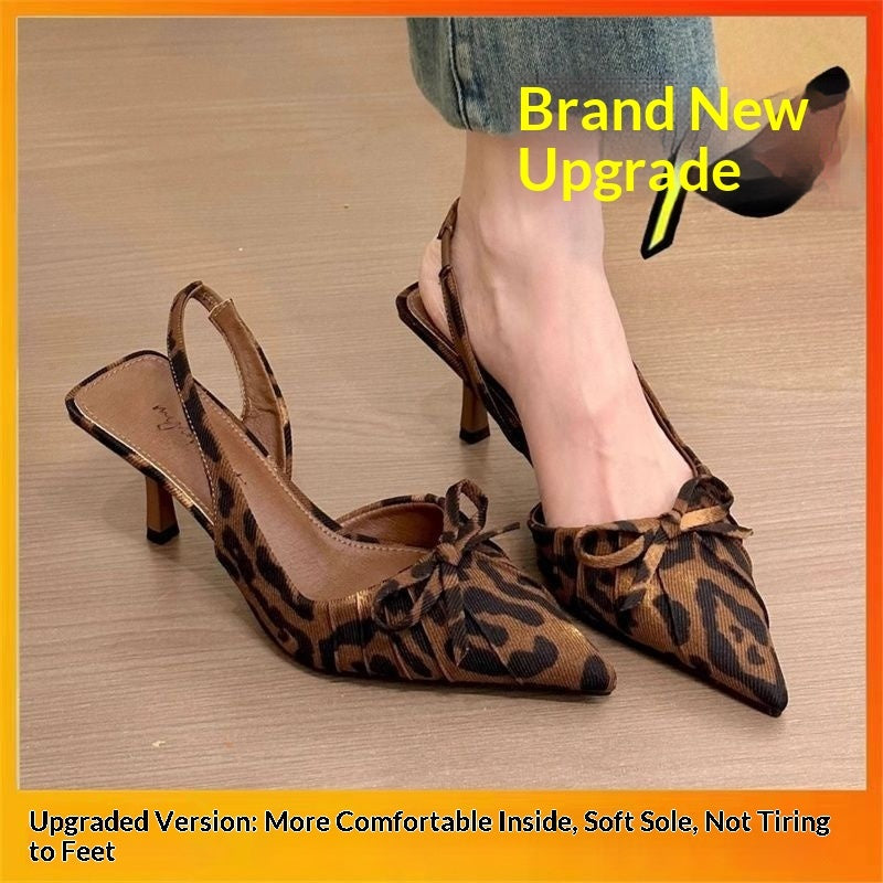 Women's Bow-Tie Pointed Toe Sandals - Elegant Pointed Toe Mid Heel Shoes