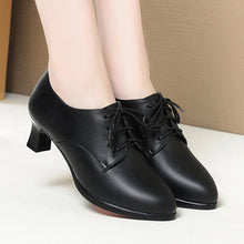 Load image into Gallery viewer, Women's Lace-Up Chunky Heel Shoes - Comfortable Non-Slip Round Toe Dress Heels