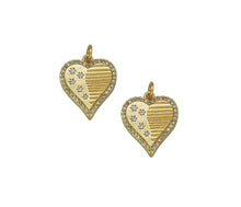 Load image into Gallery viewer, CZ Pave Gold Star On Heart Charm, Sku#LX118