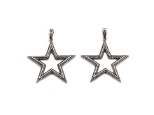 Load image into Gallery viewer, CZ Fully Micro Pave Five Star Pendant, Antique Silver Tone, Clear Cubic Zirconia Big Pave Star Charm Pendant, 39x40mm,sku#F983