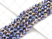 Load image into Gallery viewer, Mystic AB Black White Tibetan Football Agate Round Faceted Beads, 8mm/10mm/12mm Agate Beads, 15.5'' Full Strand, Sku#UA232