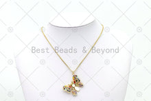 Load image into Gallery viewer, Colorful Enamel Butterfly Shape Pendant,18K Gold Filled Butterfly Pendant, Necklace Bracelet Charm Pendant, 32x25mm,Sku#LK493