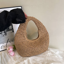 Load image into Gallery viewer, Straw Beach Tote Bag - Crescent Shape Summer Handbag for Women