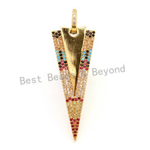 Load image into Gallery viewer, CZ Micro Pave Mixed Color Triangle Pendant with Diamond Bail, Cubic Zirconia Pendant,17x41mm, sku#F9