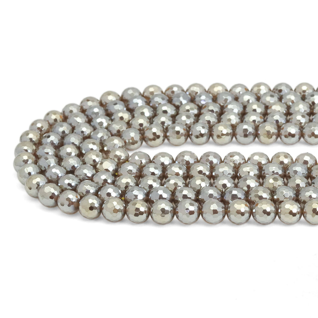 Mystic Champaign Agate Round Faceted Beads, Sku#UA317