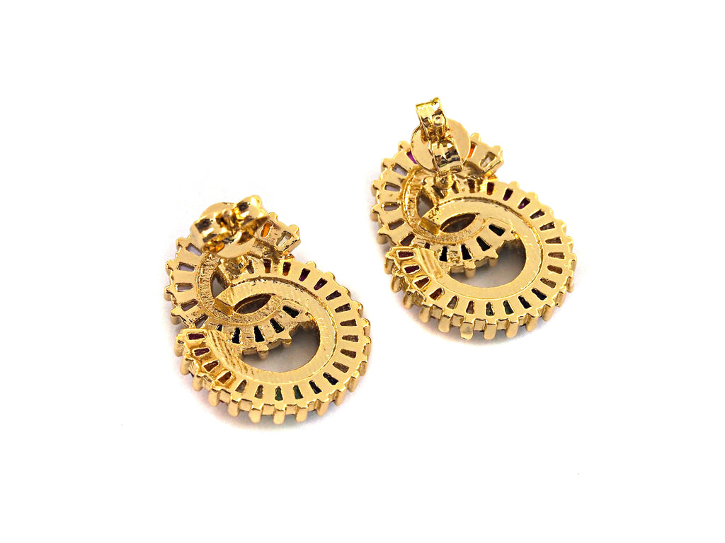 Rainbow Twin Circles  Stud Earring, J132