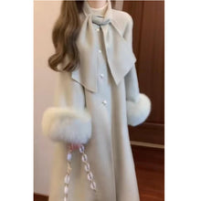 Load image into Gallery viewer, Women's Autumn And Winter High-end Super Stylish Furry Sleeve Double-faced Wool Coat