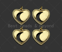 Load image into Gallery viewer, Gold Filled CZ Micro Pave Hollow Out Cresent Moon On Heart Shape Pendant ,18K Gold Filled Charm, Necklace Bracelet Pendant,21x20mm,Sku#LD102