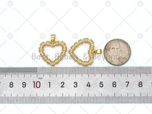 Load image into Gallery viewer, CZ Micro Pave Heart Frame Shape Pendant,18K Gold Filled Heart Charm, Necklace Bracelet Charm Pendant, 23x22mm, Sku#LK470