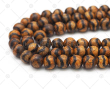 Load image into Gallery viewer, Double Wavy Line Brown Agate Round Smooth Beads, SKU#U1194