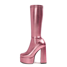 Load image into Gallery viewer, Women's Sexy Stretch High Heel Platform Boots – Chunky Heel Slip-On Thigh High Boots